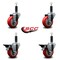 Service Caster 3.5'' Red Poly Wheel Swivel 1'' Expanding Stem Caster Set 2 Brakes, 4PK SCC-EX20S3514-PPUB-RED-2-PLB-2-1 - alternate 5